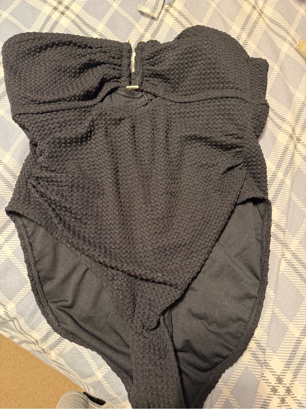 Shade & Shore Black Textured One-Piece Swimsuit